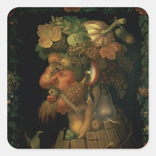 Herfst, van een reeks die vier afschilderen vierkante sticker (Voorkant)