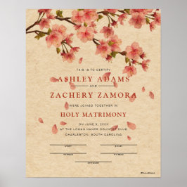 herfst van Floral Wedding Certificate "Heilige Mat Poster