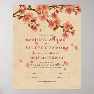 herfst van Floral Wedding Certificate "Heilige Mat Poster