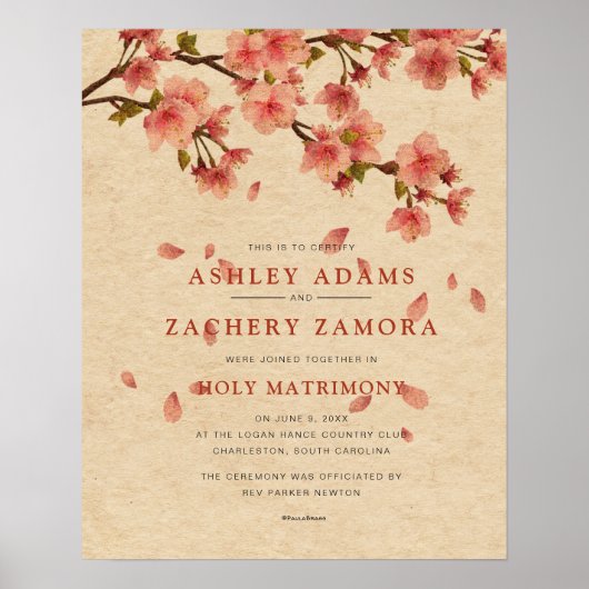 herfst van Floral Wedding Certificate "Heilige Mat Poster (Voorkant)