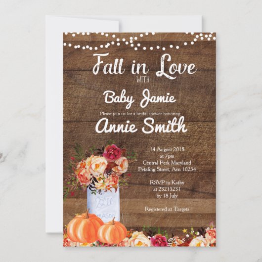 Herfst van houtpompoen, verliefd op Bridal Shower  Kaart (Voorkant)