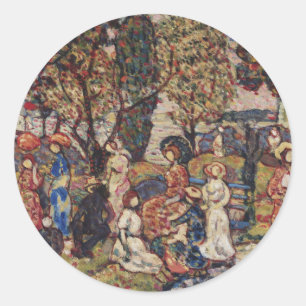 Herfst van Maurice Prendergast, Vintage Fine Art Ronde Sticker