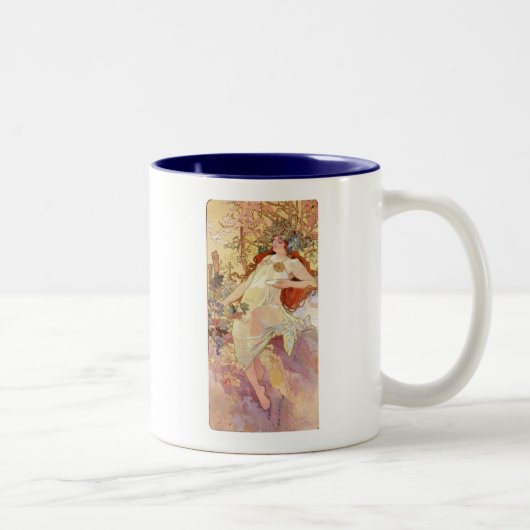 Herfst van Mucha Tweekleurige Koffiemok (Rechts)