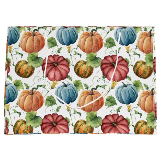 herfst van Oranje en blauwe pompoenen Groot Cadeauzakje (Voorkant)