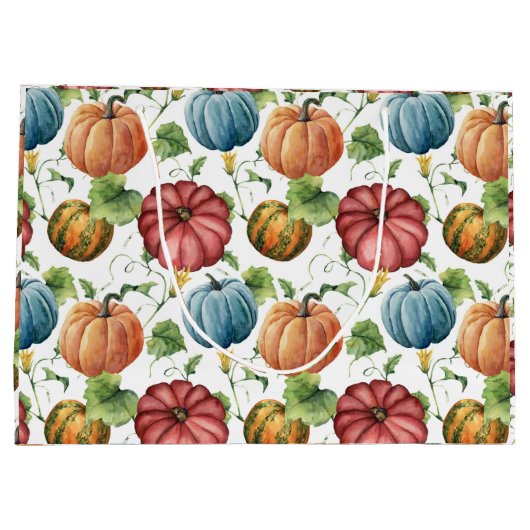 herfst van Oranje en blauwe pompoenen Groot Cadeauzakje (Achterkant)