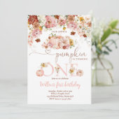 Herfst van wilde bloemen Floral Rustic Pumpkin 1st Kaart (Staand voorkant)