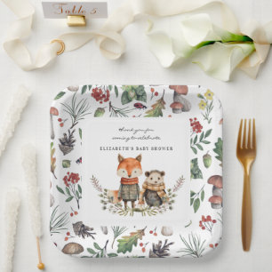 Herfst van Woodland   Baby shower van bosdieren Papieren Bordje