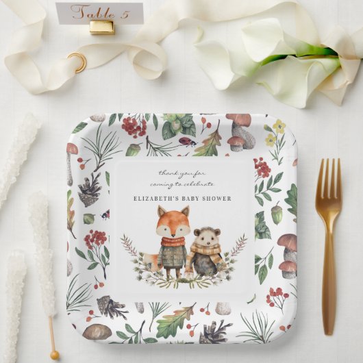 Herfst van Woodland | Baby shower van bosdieren Papieren Bordje (Huwelijk)