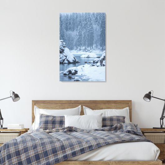 Herfst van zware sneeuw Fusine, Italië Canvas Afdruk (Insitu (Slaapkamer))