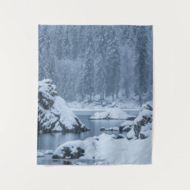 Herfst van zware sneeuw Fusine, Italië Wandkleed