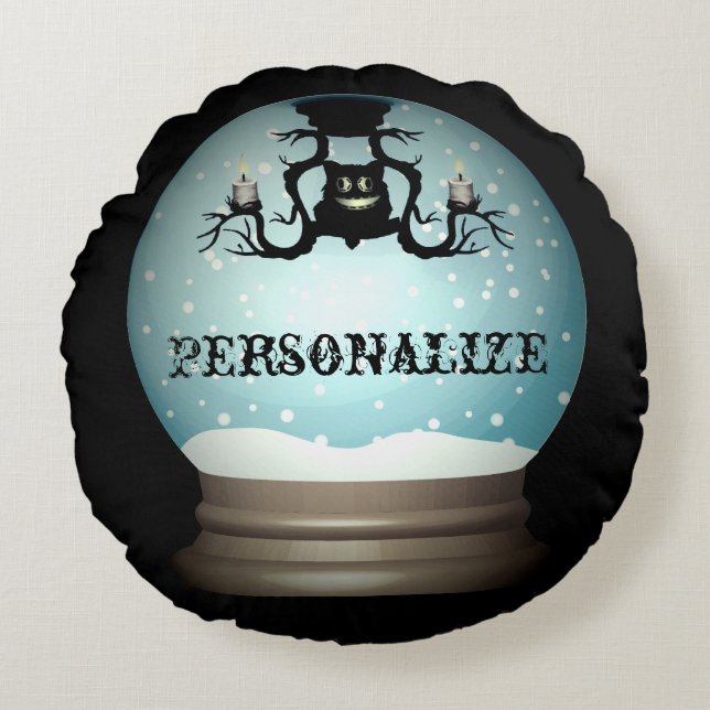 Herfst van zwarte katten, kroonkandelaar, herfstsn rond kussen (Voorkant)