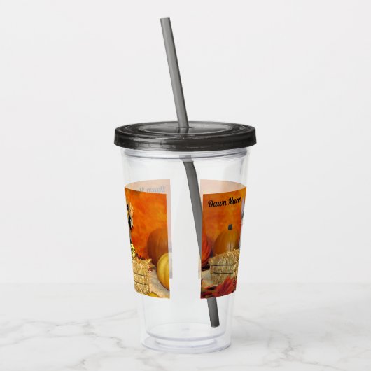 Herfst varkensvlees - Acrylknolpaal met kat Acryl Drinkbeker (Links)