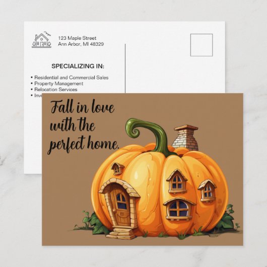 Herfst Vastgoedmarketing Briefkaart (Voorkant / Achterkant)