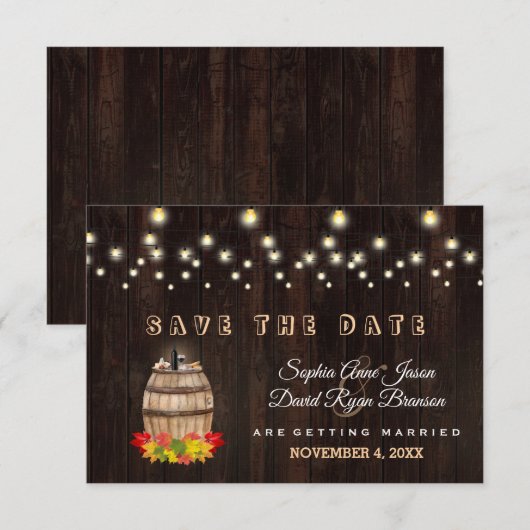 Herfst Ventilatie Wijnloop Wijnland Vineyard Save Save The Date (Voorkant / Achterkant)