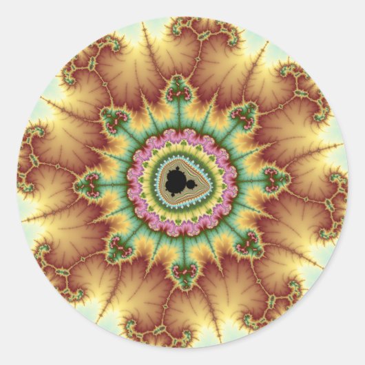 Herfst ventilator - fractale kunst ronde sticker (Voorkant)