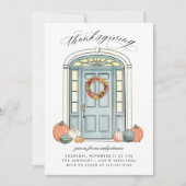 Herfst veranda voordeur Thanksgiving diner Kaart (Voorkant)