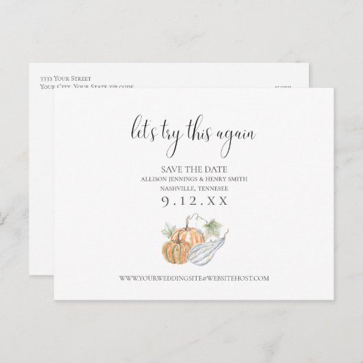 Herfst Verander de Datum sparen de Aankondiging va (Voorkant / Achterkant)