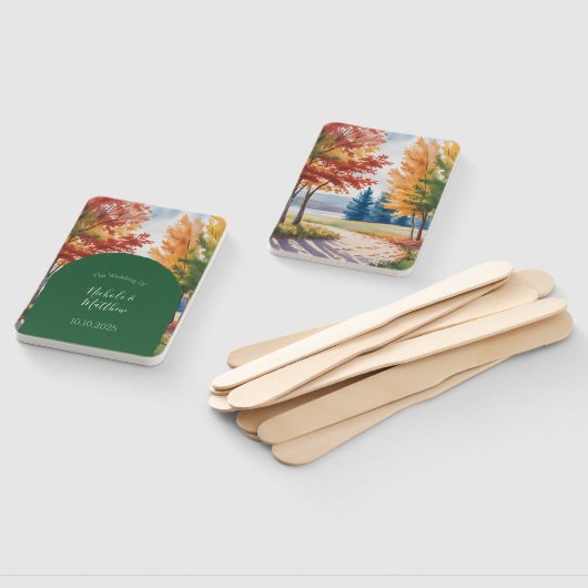 Herfst veranderen van de bladeren bruiloft handwaaier (Niet-gemonteerd)