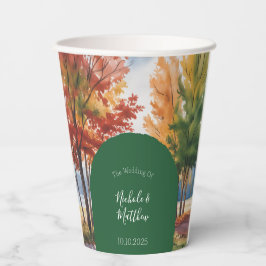 Herfst veranderen van de bladeren bruiloft papieren bekers