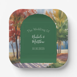 Herfst veranderen van de bladeren bruiloft papieren bordje