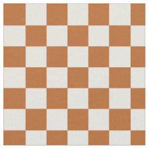 Herfst Verbrand Oranje Beige Schachbrettpatroon Stof