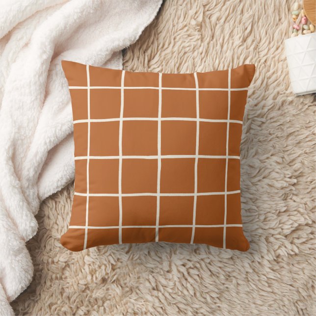 Herfst Verbrand Oranje Geruit Terracotta Kussen (Deken)
