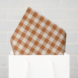 Herfst Verbrand Oranje Gingham Patroon Herfst Plai Tissuepapier
