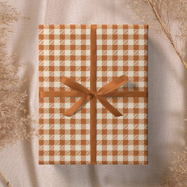 Herfst Verbrand Oranje Gingham Patroon Herfst Scho Cadeaupapier
