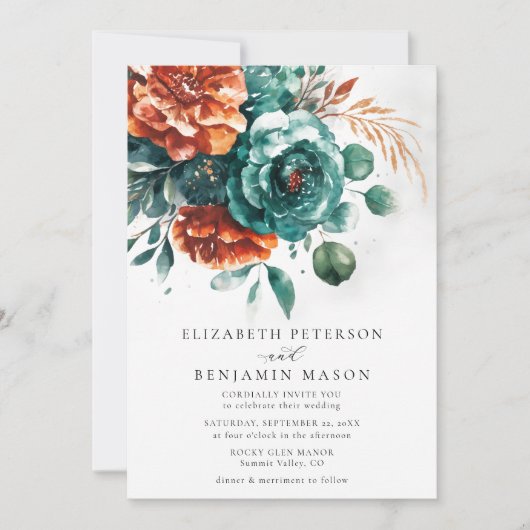 Herfst verbrand Sinaasappel Blauwgroen Rozen Botan Kaart (Voorkant)