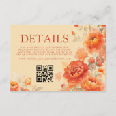 Herfst Verbrand Sinaasappel Bloemen QR Code Bruilo Informatiekaartje (Voorkant)