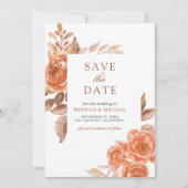 Herfst Verbrand Sinaasappel Bloemen Terracotta Fot Save The Date (Voorkant)