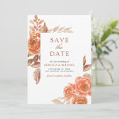 Herfst Verbrand Sinaasappel Bloemen Terracotta Fot Save The Date (Staand voorkant)