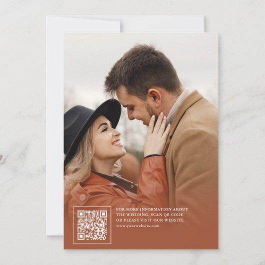 Herfst Verbrand Sinaasappel Bloemen Terracotta Fot Save The Date (Achterkant)