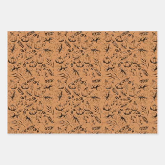 Herfst verbrand Sinaasappel en crème herfstoogst Inpakpapier Vel (Voorkant 3)