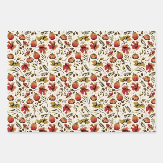 Herfst verbrand Sinaasappel en crème herfstoogst Inpakpapier Vel (Voorkant 2)