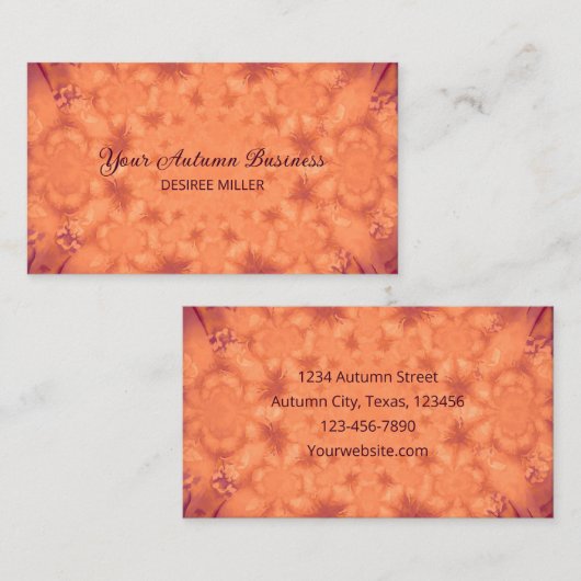 Herfst  Verbrande Oranje Paarse Waterverf Visitekaartje (Voorkant / Achterkant)