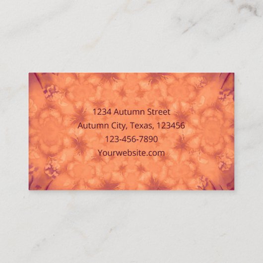 Herfst  Verbrande Oranje Paarse Waterverf Visitekaartje (Achterkant)
