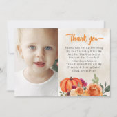 Herfst verbrande Oranje pompoen patch verjaardag Bedankkaart (Voorkant)