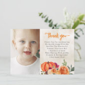 Herfst verbrande Oranje pompoen patch verjaardag Bedankkaart (Staand voorkant)