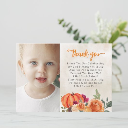 Herfst verbrande Oranje pompoen patch verjaardag Bedankkaart (Staand voorkant)