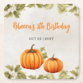 Herfst verbrande Oranje pompoen patch verjaardag Kartonnen Onderzetters (Voorkant)