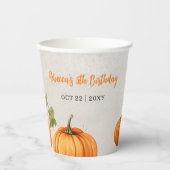 Herfst verbrande Oranje pompoen patch verjaardag Papieren Bekers (Voorkant)