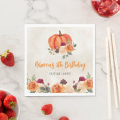 Herfst verbrande Oranje pompoen patch verjaardag Servet (Insitu)