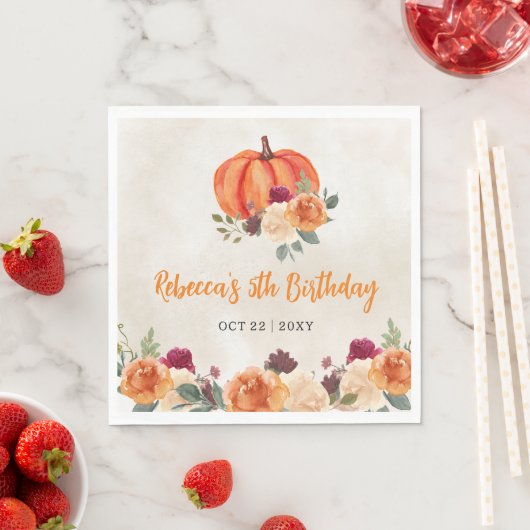 Herfst verbrande Oranje pompoen patch verjaardag Servet (Insitu)