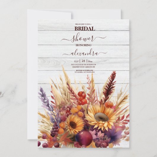 Herfst Verbrande Oranje Waterverf Pampas Grass Bri Kaart (Voorkant)