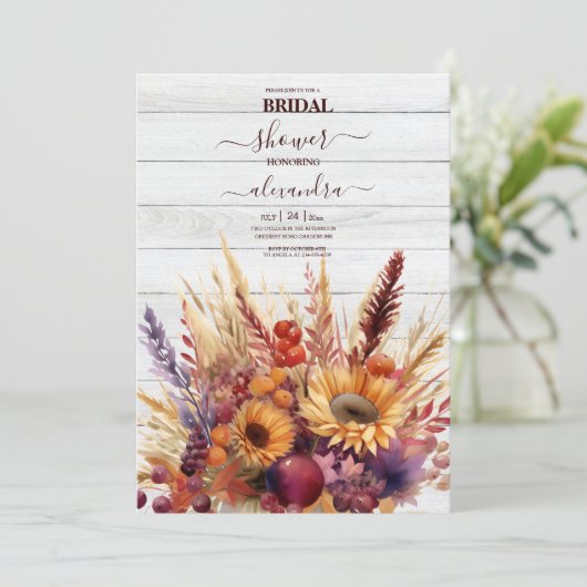 Herfst Verbrande Oranje Waterverf Pampas Grass Bri Kaart (Staand voorkant)