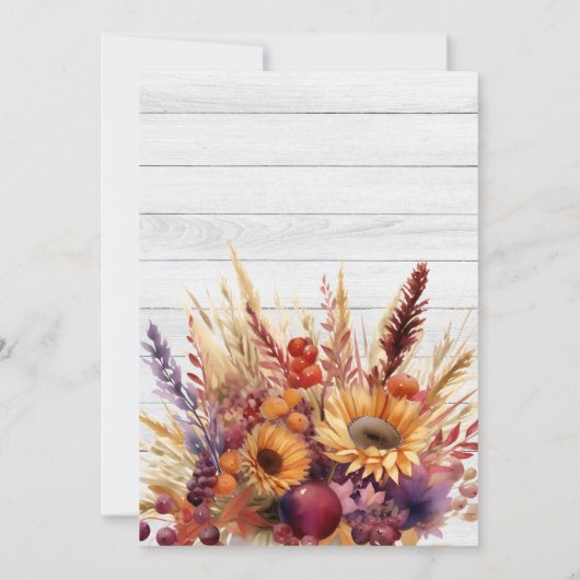 Herfst Verbrande Oranje Waterverf Pampas Grass Bri Kaart (Achterkant)