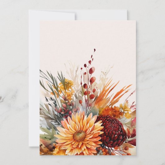 Herfst Verbrande Oranje Waterverf Pampas Grass Bri Kaart (Achterkant)