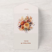 Herfst Verbrande Oranje Waterverf Pampas Grass Bru All In One Uitnodiging (Buitenkant)