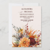 Herfst Verbrande Oranje Waterverf Pampas Grass Bru Kaart (Voorkant)